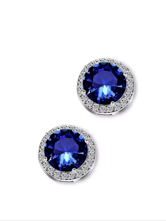 Jewelry - Blue Crystal Halo Stud Earrings - Women Jewelry